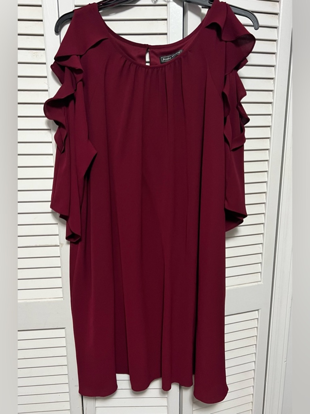 Jessica Howard Burgundy Pleated Neckline Dress Size 24W
